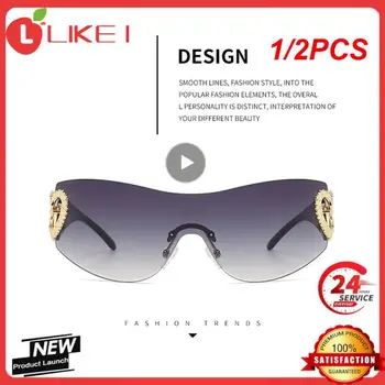 1/2PCS Моден дизайнер Слънчеви очила Жени 2023 Луксозни трендове y2k слънчеви очила Дамски очила за сянка Goggle 2000'S lentes de