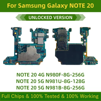 100% добре работеща бележка 20 4G N980F за Samsung Galaxy Note 20 5G N981B N981U дънна платка EU US версия отключена логическа платка