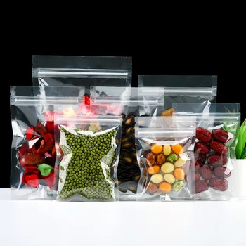 100Pcs/Lot Clear Пластмасови Zip заключване чанта сълза Notch Self Seal Многократна употреба Храна за многократна употреба Снек Бонбони чай за съхранение Опаковъчни торбички