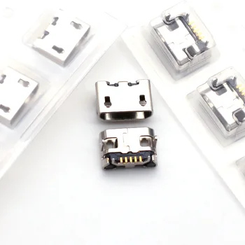 100pcs Micro USB 5pin без страна Волски рог женски USB гнездо Плоска уста четири крака гнездо мини USB конектор