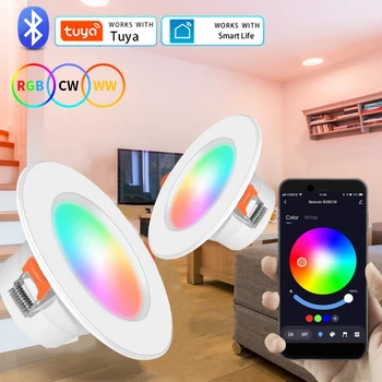 10W 15W Tuya Smart LED Downlight Bluetooth LED таванна светлина 85-265V Регулируема RGB CW спот лампа APP Дистанционно управление Интелигентен живот