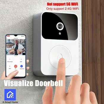1pc Doorbell Camera Wireless, Интелигентен визуален звънец Домашен интерком HD Нощно виждане WiFi акумулаторна врата за сигурност Doorbell