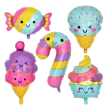 1pc бонбони десерт серия карикатура сладолед тръстика форма алуминиево фолио балон детски рожден ден декорация бебе душ доставки