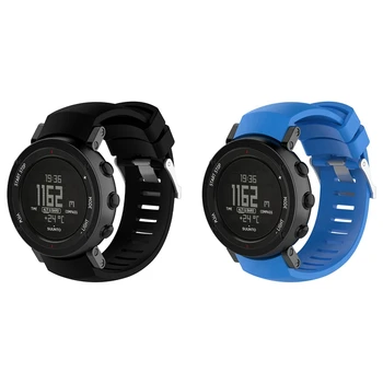 2 Комплект за подходящ Sunto Core ALU BLACK маншет силиконов интелигентен часовник маншет за маншет за маншет, синьо и черно