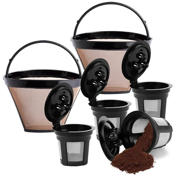 2 пакет конус за многократна употреба кафе филтър 4 пакет за многократна употреба кафе шушулки за нинджа двойна варя кафе машина