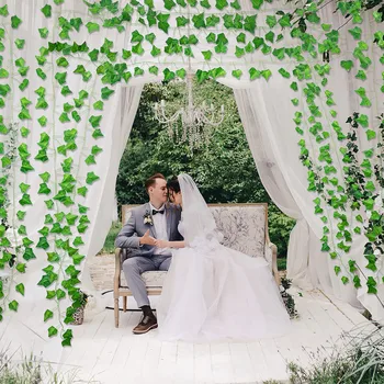 200Cm изкуствена коприна бръшлян висящи листа венец растение пълзящо листо начало сватба градина декорация за баня зелена лоза