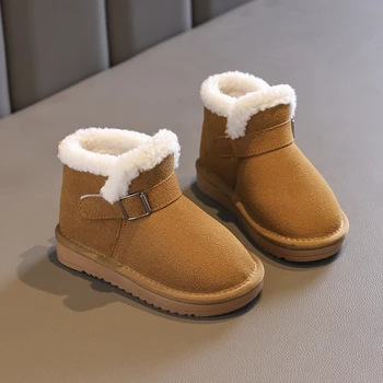 2023 Есен Зима Бебе Момичета Снежни ботуши Момчета обувки Сгъстяване Плюшени детски ботуши на открито Антихлъзгави детски обувки с памучни подплънки