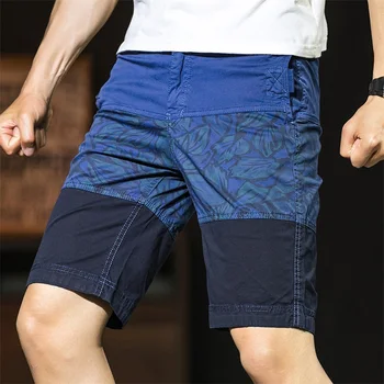 2023 Нова мъжка лятна мода отпечатани пачуърк шорти корейска версия тенденция универсален извънгабаритни висока талия хлабав случайни шорти