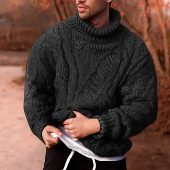 2023 Пуловер мъжки европейски и американски стил високо деколте трикотажно палто есен/зима пуловер