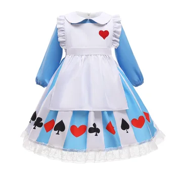 2023 Хелоуин деца момичета аниме Алис рожден ден парти рокля дете мамино детенце прислужница Лолита косплей костюм принцеса рокля прислужница дрехи