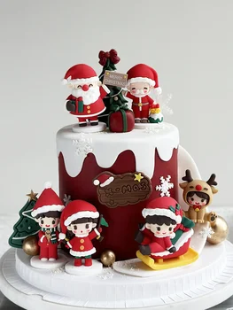 2024 Коледна детска торта декорация шейна момче лосове момиче украшение коледно дърво Дядо Коледа Новогодишна торта топери Ноел Навидад