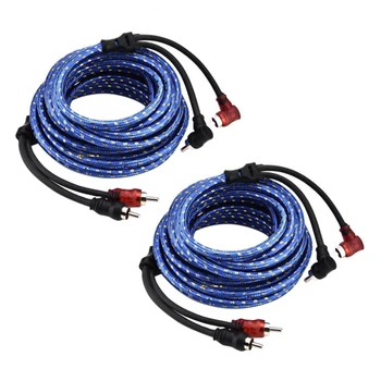 2X 5M 2 Rca To 2 Rca Plug Car Stereo Audio Cable Amplifier Плетен инструмент