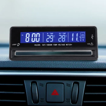 3 in1 кола цифров часовник LCD дисплей волтметър Temps напрежение метър вътрешен LED авто термометър електронни часовници