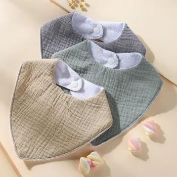 3 пакет бебешки памучен водоустойчив комплект кърпи за устни за момчета и момичета отпечатани триъгълен шал шал, анти плюене лигавник