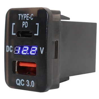 30X20MM USB зарядно за кола QC3.0 бързо зареждане с PD тип C USB адаптер за зарядно устройство за Toyota