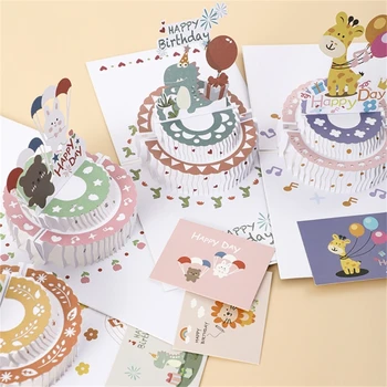 3D сгъваема поздравителна картичка за торта 3D Up подаръчна карта за поздрав за рожден ден Изненада и наслада на рождени дни