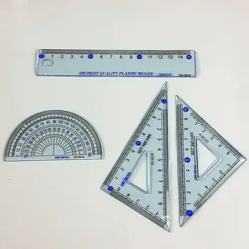 4 парчета Комплект линийки Пластмасова ясна скала Градуирана измервателна калибрирана Инструменти Студентски офис Измерване Преносими канцеларски материали