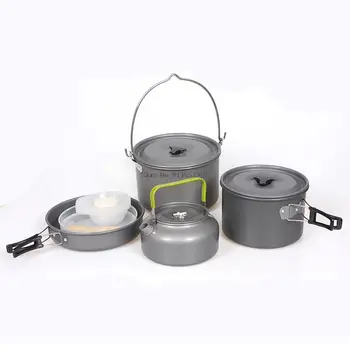 5-7 човек Открит къмпинг съдове за готвене Комплект за пикник Купа за чайник Комплект тенджера DS700