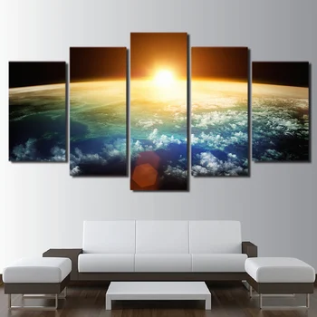 5 панела HD принтове вселена и слънчева система стена платно живопис хол дома декор тапети картини плакати рамка