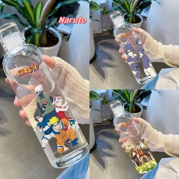 500ml Naruto Sasuke Kakashi Akatsuki спортна бутилка за вода пластмасова преносима чаша за пиене с голям капацитет прозрачен подарък за чаша за сок
