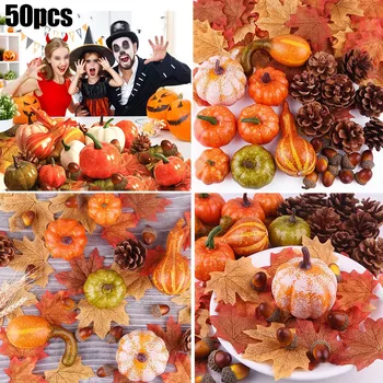 50Pcs изкуствена тиква есен есен венец декорации мини за домашно парти Хелоуин тиква модел декорация