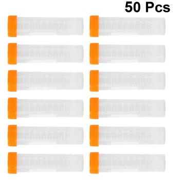  50pcs 50ml винт порт центрофужна тръба плоско дъно центрофужна тръба вертикална центрофужна тръба (оранжево, 50pcs / пакет)