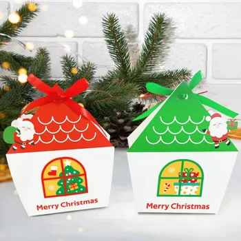 5PCS Дядо Коледа бонбони кутии чанти преносими весела Коледа подарък кутия карикатура малки бисквитка храна опаковки
