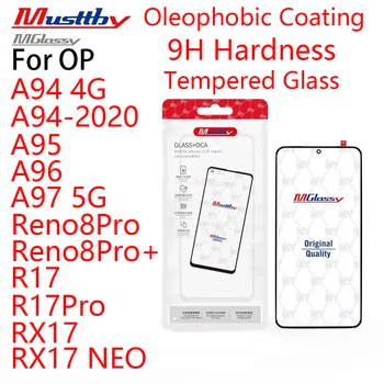 5Pcs OCA стъкло за OP A94 4G A94-2020 A95 A96 A97 5G Reno8PRO + R17 R17Pro мобилен телефон преден екран подмяна стъкло с OCA