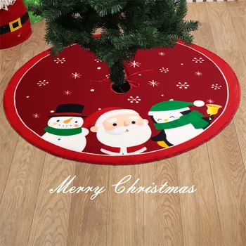 60/90CM Коледно дърво пола под червено Дядо Коледа снежен човек мат коледно дърво килим крак покритие за декорация на дома Нова година