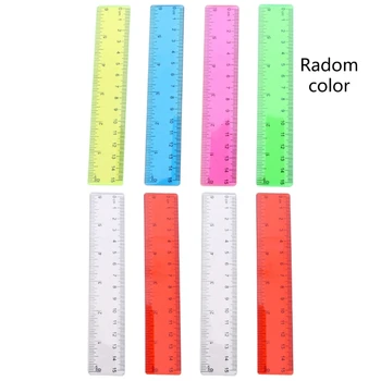 8Pcs Малки пластмасови линийки с инчове и сантиметри Детски цветни мини линийки 40JB