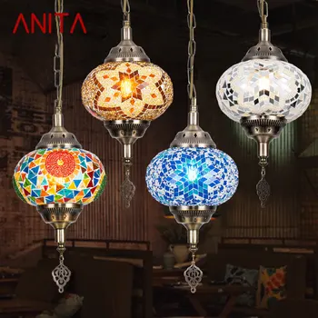 ANITA бохемски стил висяща висулка светлина просто творчески декоративен стъклен LED таван полилей за домашна жилищна спалня