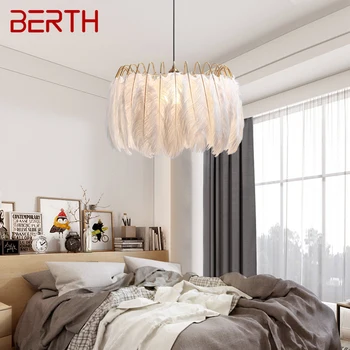 BERTH Nordic висулка лампа творчески модерен бял LED реколта перо осветителни тела за дома трапезария спалня декор