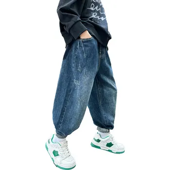 Boys Casual Jeans Spring Autumn Cartoon Pattern Pants 2023 Нова мода Детски свободни панталони Дрехи за големи момчета 6 8 10 12 14Yrs