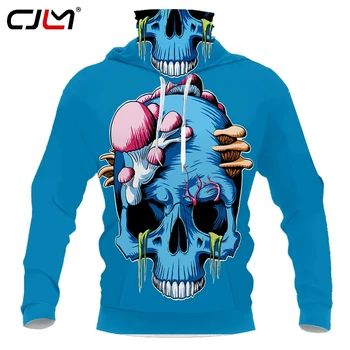 CJLM 3D отпечатан син череп качулка Mas Harajuku мода суитчър страшно мозъка жени/мъже случайни качулки пуловер K капка доставка