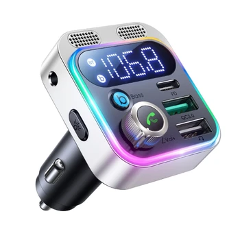 Car Bluetooth-съвместим FM предавател тип C USB бързо радио за свободни ръце