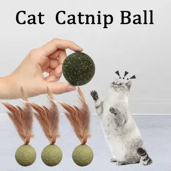 Catnip топка котка перо играчка котка зъби почистване молар епилация топка домашен любимец интерактивна играчка безопасност здрави котка мента Pet продукт