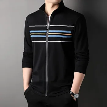 Cotton Top Grade New Brand Designer Casual Korean Fashion Men Jacket College Style Zipper Windbreaker Coats Мъжко облекло