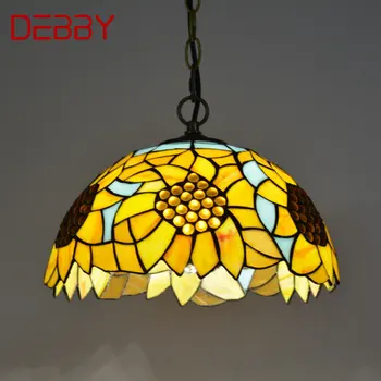 DEBBY Тифани стъклена висулка лампа LED творчески цвете модел полилей декор за дома трапезария спалня хотел светлина