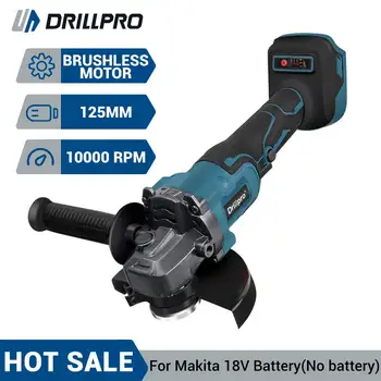 Drillpro 125mm безчетков ъглошлайф машина Рязане на акумулаторна дървообработваща ъглошлайф Зимен електроинструмент за 18V батерия