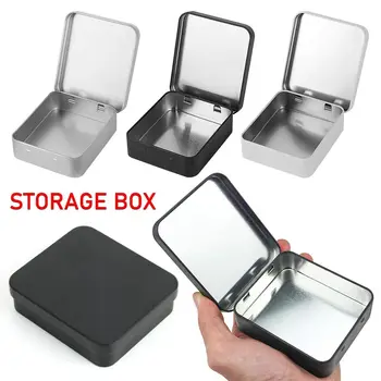 Flip кутия за съхранение Малък калай шарнирен празен бонбони организатор желязо метал желязо кутия ключове