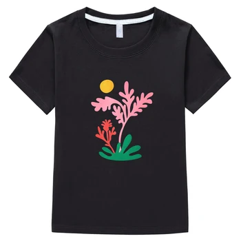 Hhenri Mmatisse Leaf Funny Graphic T-shirts Casual Short Sleeve Children Tee-shirt 100% Cotton Boys and Girls Tshirt Comfortable