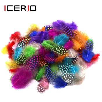 ICERIO 50PCS смесени цветове Гвинея перла кокошка пера Spey мухи опашка бузи стримери мокро сухо муха обвързване материал