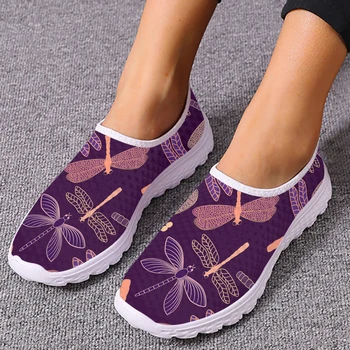 INSTANTARTS Purple Boho Butterfly Dragonfly Design Удобна марка мокасини Меки летни мрежести обувки Пешеходни маратонки Zapatos