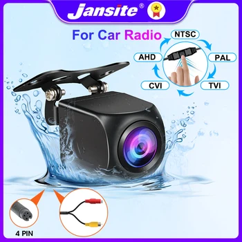 Jansite 1080P задна камера Fisheye обектив за кола радио камера нощно виждане обратна камера 4 пинов бутон контрол AHD NTSC PAL TVI CVI