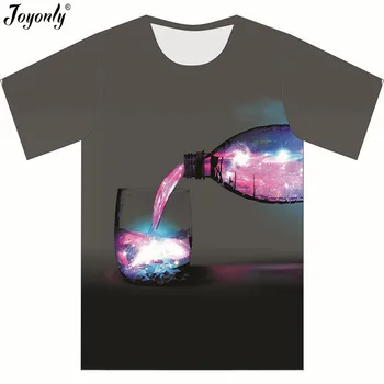 Joyonly 2018 Детска чаша за бутилки Galaxy 3d печат Tee Tops Дрехи за момче момичета Cool тениска Детски летни къси ръкави облекло