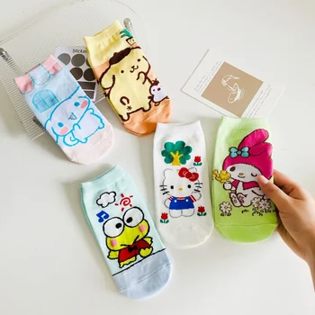 Kawaii Sanrio Hello Kitty My Melody Cinnamoroll карикатура лодка чорапи вентилират къси чорапи тънък памук Коледа момиче подарък