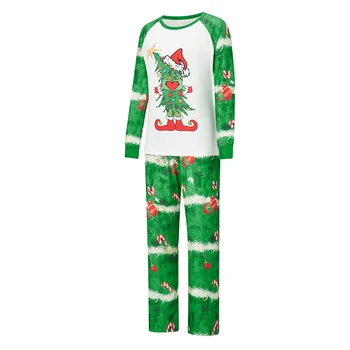 Louatui семейство съвпадение коледни пижами бебе гащеризон коледно дърво дълъг ръкав върховете панталони Коледа спално облекло комплект