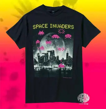New Space Invaders Мъжки град класически видео игра реколта тениска