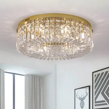 Nordic Луксозен кристален таван полилей Модерен златен хром Led висулка светлина за хол спалня хотел зала вътрешен декор