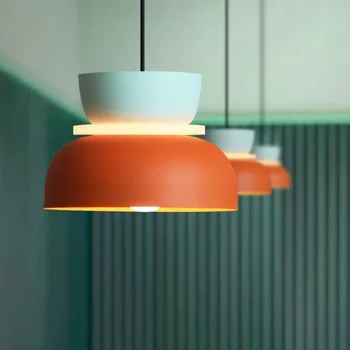 Nordic цвят висулка лампа доведе модерен висящи окачване нощно легло спалня проучване бар трапезария осветление макарон декор